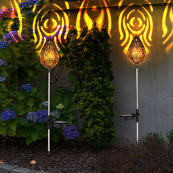 Außenleuchte Stecklampe Solarleuchte Erdspieß kupfer Edelstahl Garten LED 2x