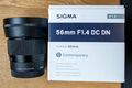 SIGMA 56mm F1.4 DC DN für Sony E-Mount – neuwertig - 4 Monate alt - OVP