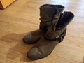 Marco Tozzi Stiefeletten Biker Boots Grau Kunstleder Größe 42 Absatz 4cm 