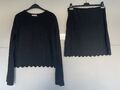 Mango Casual Damen 2-teiliges Set Shirt/Rock Gr. L/M schwarz