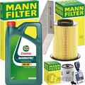 MANN INSPEKTIONSPAKET+CASTROL 5W-30 MOTORÖL passend für 1.8+2.0i FORD FOCUS II