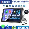 4+64GB Android 13 Carplay Autoradio GPS Navi 1 DIN WIFI 360° Drehbar Bildschirm