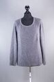 Monari Damen Pullover 42 M grau uni Rundhals Grobstrick Baumwolle B222