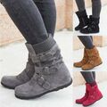 Damen Schlupfstiefel Stiefeletten Schnür Boots Winterschuhe Warm Schneestiefel