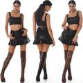 Damen Wetlook Rock Schnürung Kunstleder Hoher Bund Korsage Glanz 36 38 40 S M L