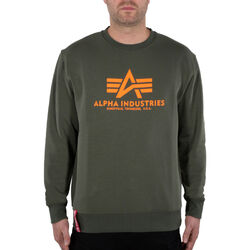 ALPHA INDUSTRIES Herren Sweater Basic dark olive neon orange Pullover Sweatshirt