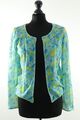 Marc Cain Damen Cardigan Strickjacke N1 grün floral Rundhals leicht + Baumwolle