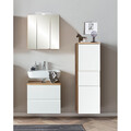 Badmöbel Set Eiche weiß Spiegelschrank Waschbeckenschrank Midischrank Badezimmer