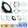 4W LED Einbaustrahler Dimmbar 55-68mm Decken Leuchte Flach 230V Rund/Eckig Spot