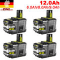 1-4x Für Ryobi P108 Akku 18V 12Ah 9Ah 6Ah HP Li-Ion ONE Plus P104 P109/Ladegerät