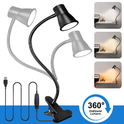LED Klemmleuchte dimmbar Schreibtischlampe Leselampe flexibel USB Tisch-Lampe DE