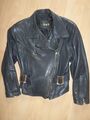 CLAN-SCHWARZE DAMEN LEDERJACKE, BIKERJACKE, MOTORRADJACKE, ECHT NAPPALEDER M/L