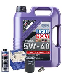 Motoröl 5W40 LIQUI MOLY 5L+MAHLE Ölfilter+Spülung+Ölablassschraube