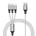 1,2m Multi USB Ladekabel 3in1 Typ-C Micro IPhone Kabel Huawei Silber