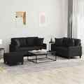 Sofagarnitur Kissen Sessel Sofa Couch Designsofa 3tlg. Schwarz Kunstleder vidaXL