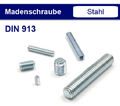 Gewindestift / Madenschraube mit Kegelkuppe - flach M3-M12 Stahl verzinkt DIN913