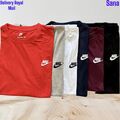 Herren Nike Futura Sportswear Club Swoosh klassisches Logo Rundhalsausschnitt T-Shirt Oberteil Tee