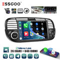 7" Android 13 2+64G Carplay Autoradio GPS NAV RDS Kamera Für Fiat 500 2007-2015