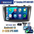 2+32G DAB+ Carplay Für Mazda 3 2010-2013 Autoradio Android 13 GPS Nav BT RDS KAM