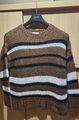 Cartoon Pullover Damen Strickpullover Strick Oberteil Gr. M Braun Mit Streifen