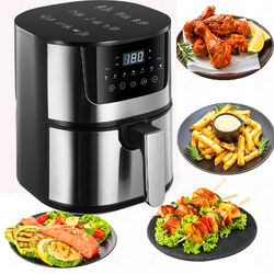 Heißluftfritteuse XXL Airfryer 6L Friteuse Fritteusen Backofen Grill 1300W