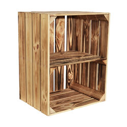 Geflammte Obstkiste 50x40x30cm Holzkiste Weinkiste Schuhregal Wandregal Kiste