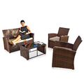 Sitzgruppe Braun Polyrattan Lounge 4 tlg Gartenmöbel Set Sitzgarnitur