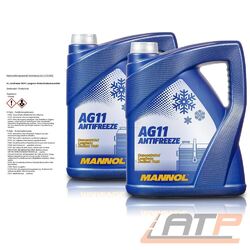 MANNOL 2x 5 L LITER ANTIFREEZE AG11 LONGTERM KÜHLERFROSTSCHUTZMITTEL BLAUDie Nr.1* für Autoteile: Top-Preis-Leistungs-Verhältnis