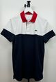 Herren Lacoste Kurzarm Polo Shirt Gr. 2 XS Dunkel Blau Weiss Rot 17042408