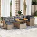  8-tlg. Garten-Sofagarnitur mit Kissen Beige Poly Rattan Garten Sofagarnitur Gar