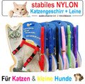 Katzengeschirr mit Leine für Katzen & kleine Hunde Ausbruchsicher stabiles Nylon