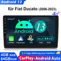 DAB+ Apple Carplay 64GB Android 12 Autoradio GPS Für Fiat Ducato Citroen Jumper