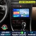 2+64G Android 14 AutoRadio GPS Navi BT 5.0 Carplay WiFi Für Audi A4 S4 RS4 B6 B7