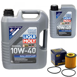 Motoröl Set 10W-40 LIQUI MOLY 6 Liter + Ölfilter SH 4043 für Mazda 6 2.3 260 PS