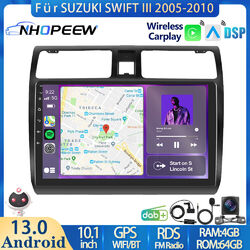 8-Kern 4GB+64GB Android 13 Autoradio Carplay DAB+ Für SUZUKI SWIFT III 2005-2010