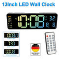 LED Digital Wanduhr mit Datum Temperatur Display Alarm Clock Fernbedienung 13"