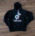 Tiktok Logo ❤🩵 Damen Teenie Hoodie Kapuzenpullover Schwarz Gr S / M  ❤️🩵 176 