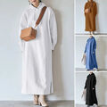 Damen-Fleece-Kleid Mit Langen Ärmeln Lässiges Kapuzen-Sweatshirt Basic-Bluse ①