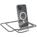 MagSafe Handykette für iPhone 15 Hülle mit Band Kordel Case Cover Kette Grau