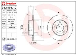 Set 2x Bremsscheibe Brembo für Audi A4 B5 Limo Kombi VW 1995-2005 08.8408.11