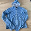 Champion Damen kleiner Hoodie blau mit durchgehendem Reißverschluss 18" Pit-to-Pit einfarbiger modischer Stil