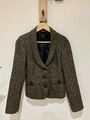 COMMA Designer Vintage Style Tweed kurze braune Passform Blazer Jacke 34 UK 6 XS