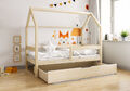 Kinderbett Hausbett mit Schublade Holzbett Einzelbett Naturholz Kiefer FLO BIS