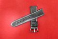 Watch strap leather 24mm lugs with silver buckles black with white thread (A35)