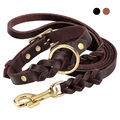 Hundehalsband mit Leine Echt Leder Halsbänder Halsband Hundeleine Verstellbar 