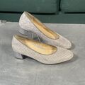 Ara Gr 37,5 UK 4,5 Damen Halbschuhe Ballerinas Grau Pumps Silber Balletcore