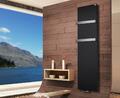 Badheizkörper Mirror Steel 3, 180x47cm, 1118 Watt schwarz+2 Handtuchhalter breit