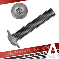 Linsenkopfschrauben M3/M4/M5/M6 mit Flansch Torx Flachkopf ISO 7380 Edelstahl A2