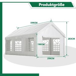 Partyzelt 3x6m, 4x6m Festzelt Pavillon Gartenzelt mit Fenstern Bierzelt weiß