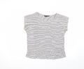 New Look Damen weiß gestreift Polyester Basic T-Shirt Größe 10 Rundhalsausschnitt